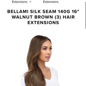 Bellami silk seam 16” clip in extensions. Walnut